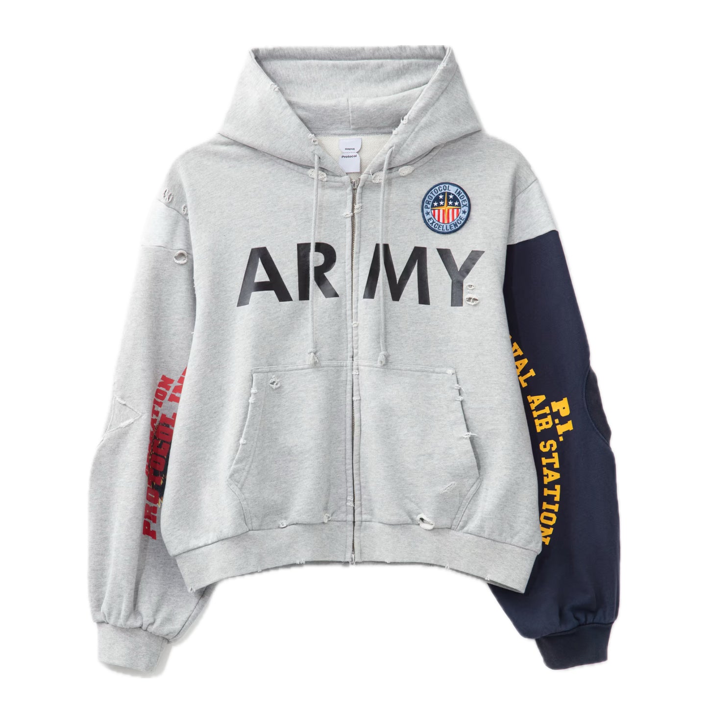 Protocol Index ARMY Reconstructed Zip Hoodie Grey/Blue