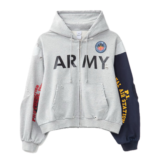 Protocol Index ARMY Reconstructed Zip Hoodie Grey/Blue
