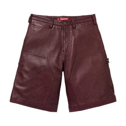 Supreme Leather Double Knee Painter Short Burgundy