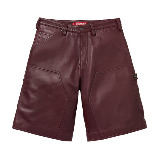 Supreme Leather Double Knee Painter Short Burgundy