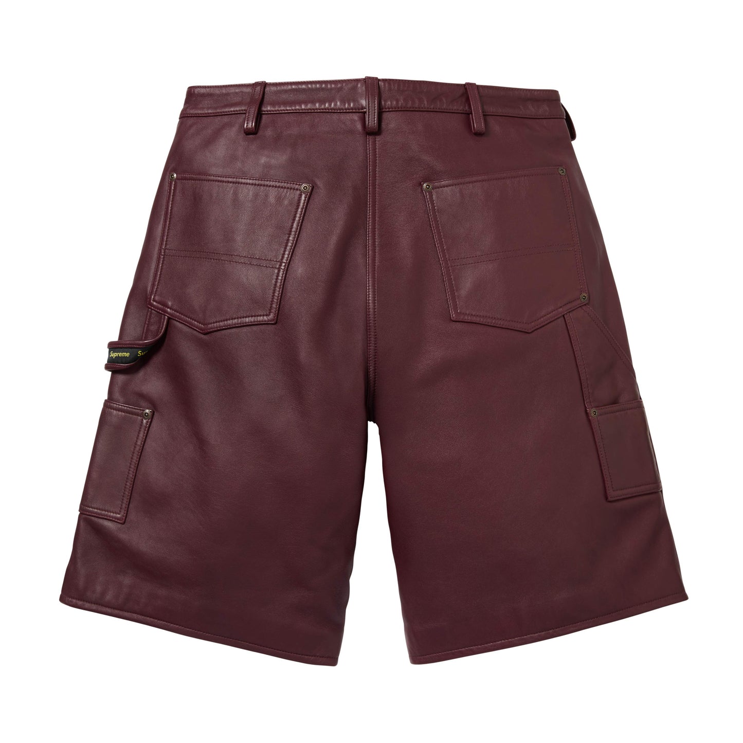 Supreme Leather Double Knee Painter Short Burgundy