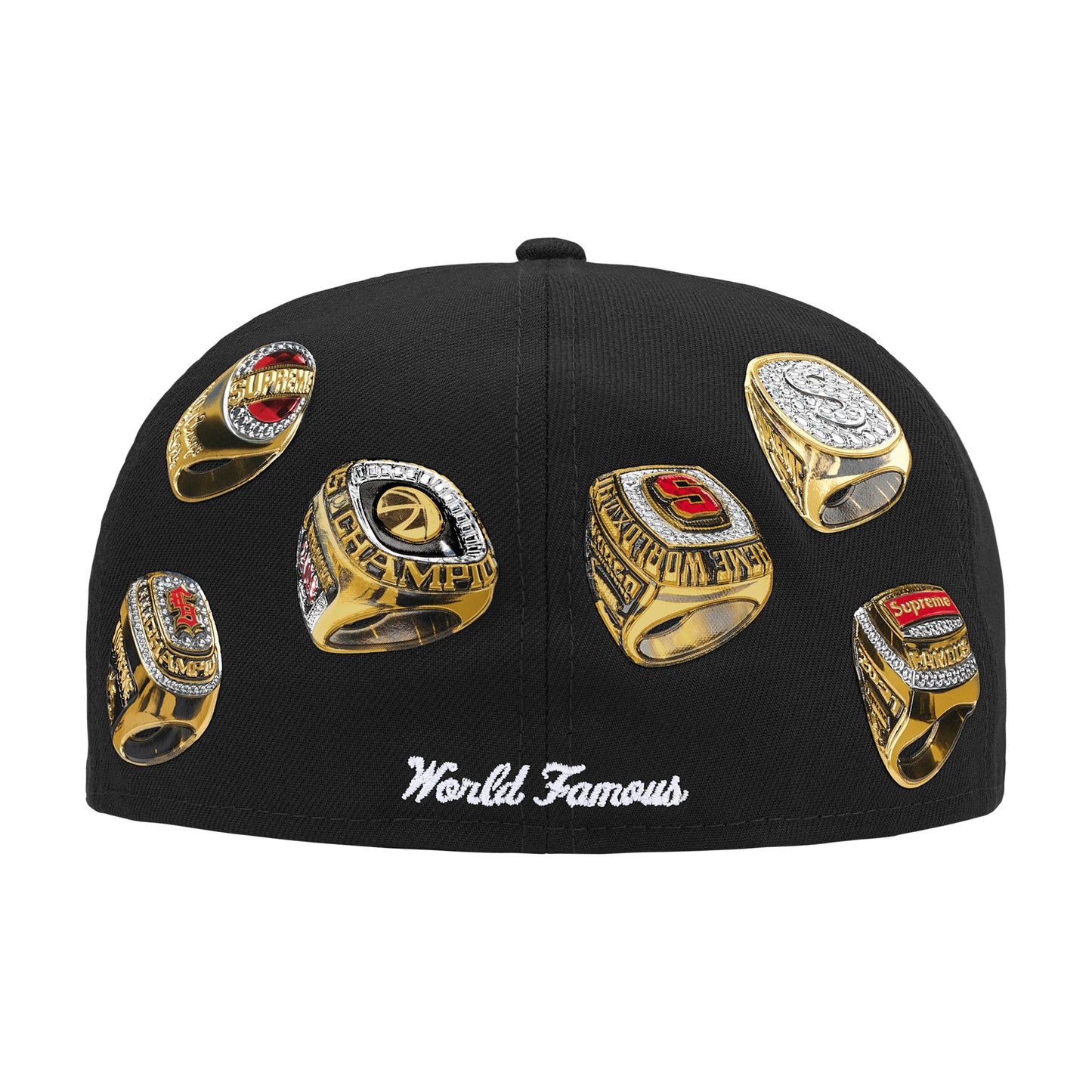 Supreme Rings Box Logo New Era Fitted Cap Black