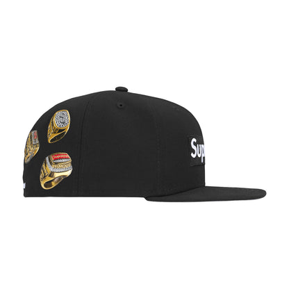 Supreme Rings Box Logo New Era Fitted Cap Black