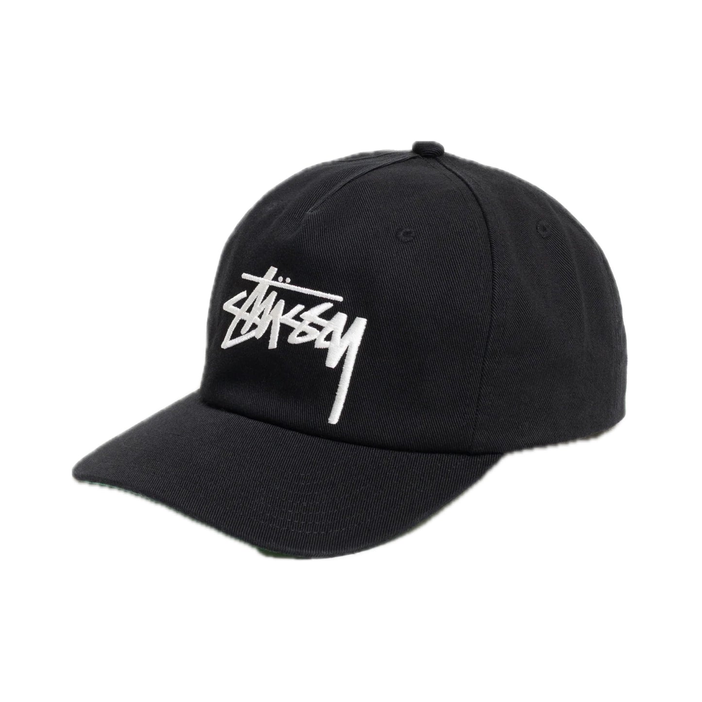 Stussy Big Stock Snapback Cap White On Black