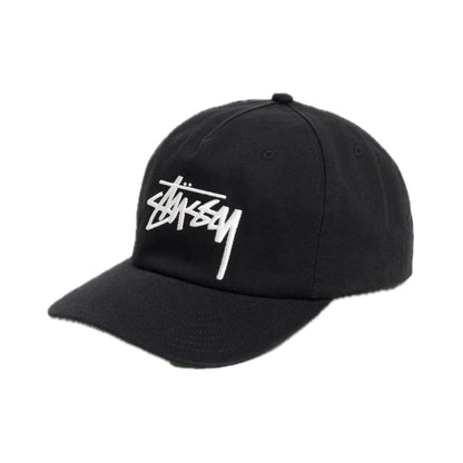 Stussy Big Stock Snapback Cap White On Black