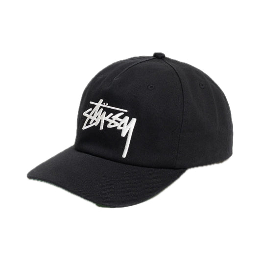 Stussy Big Stock Snapback Cap White On Black