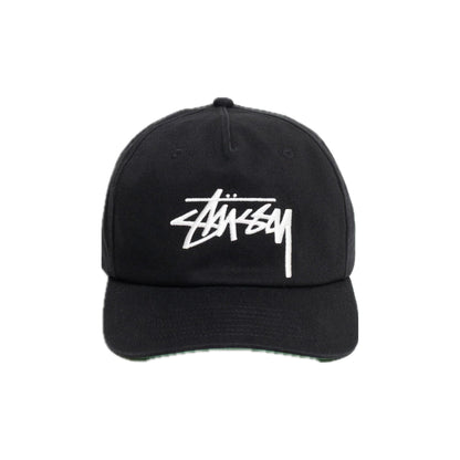Stussy Big Stock Snapback Cap White On Black