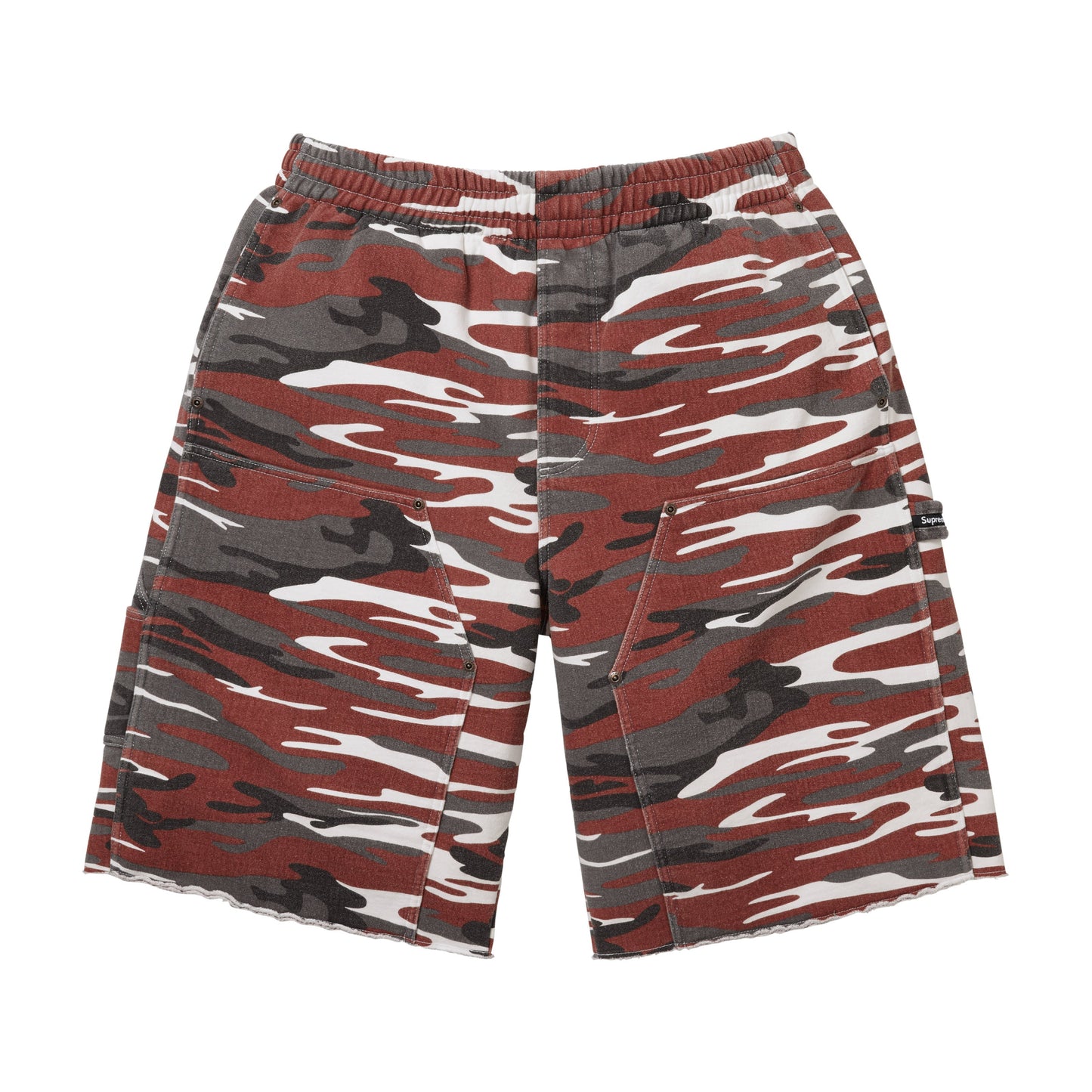 Supreme Double Knee Painter Sweatshort Red Camo