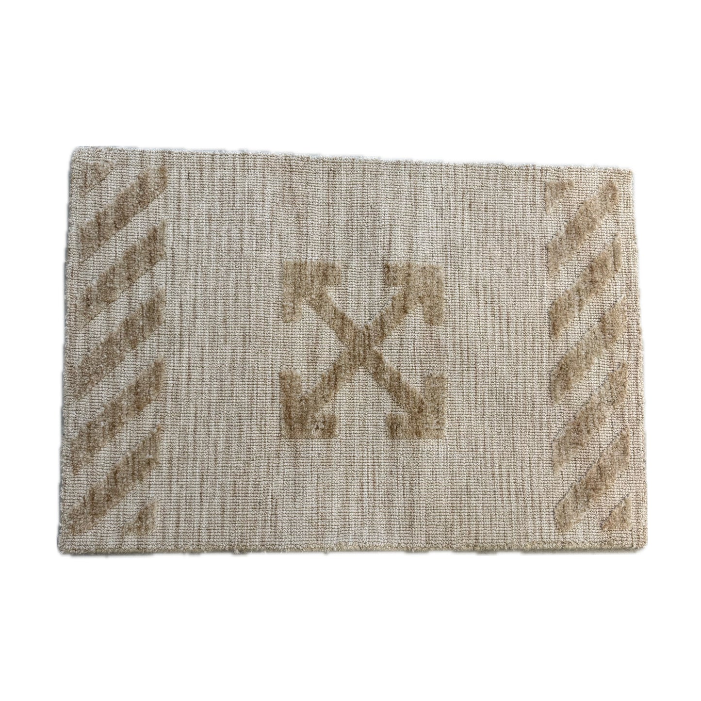 Off-White Arrow Stripes Logo Door Mat Rug Tan