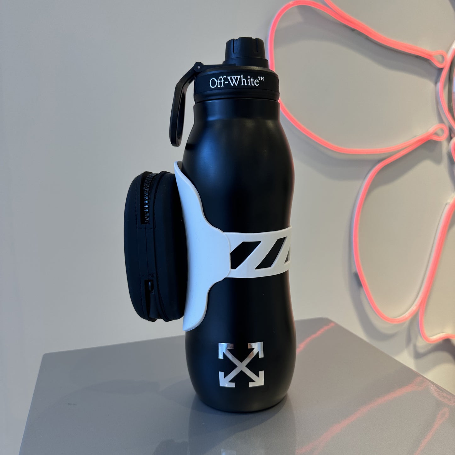 Off White Thermos Water Bottle Black
