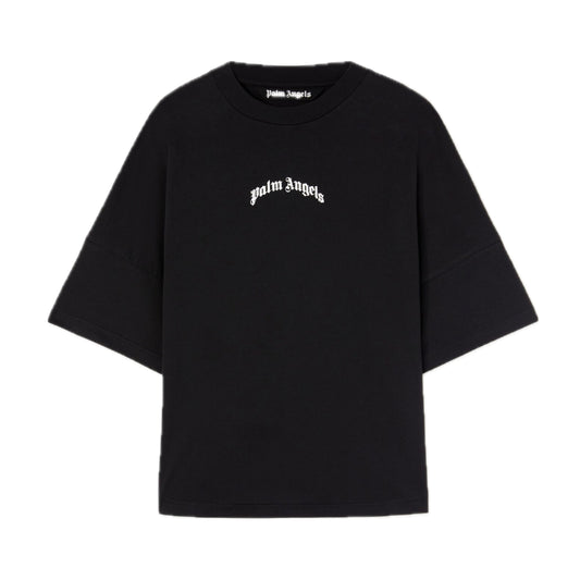 Palm Angels Back Curved Logo Over Tee Black
