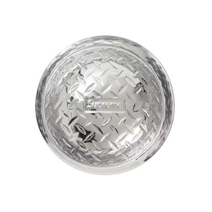Supreme Diamond Plate Dog Bowl Silver