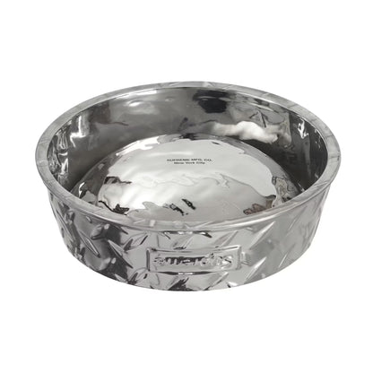 Supreme Diamond Plate Dog Bowl Silver
