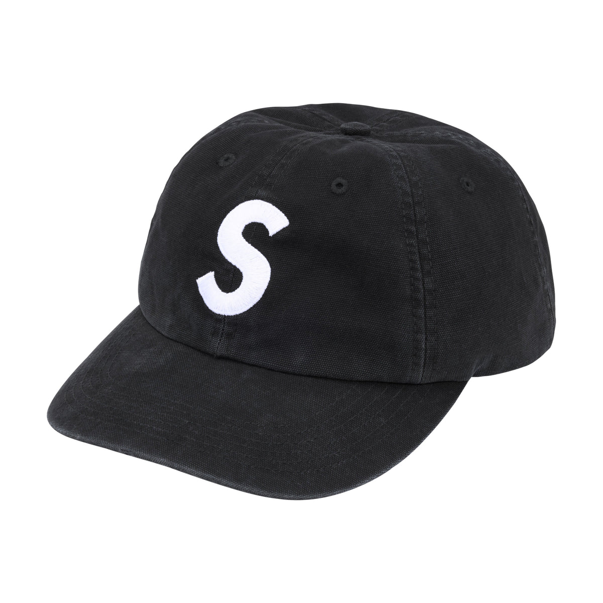 Supreme Washed Canvas S Logo 6-Panel Black