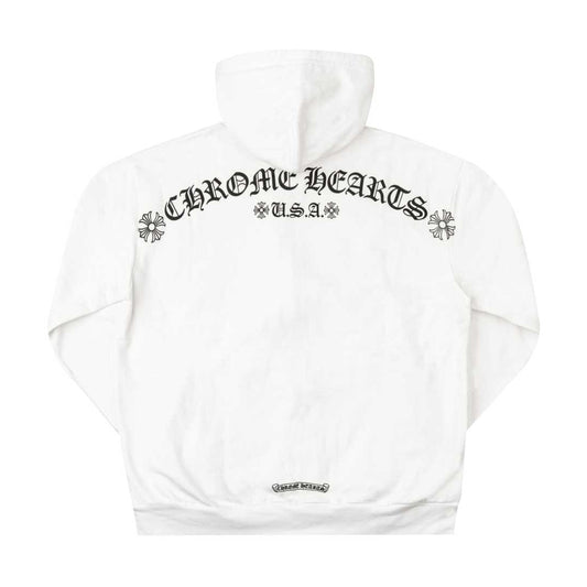 Chrome Hearts T-Bar Logo USA Zip Hoodie White