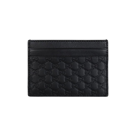 Gucci Mini Monogram Leather Card Holder Black