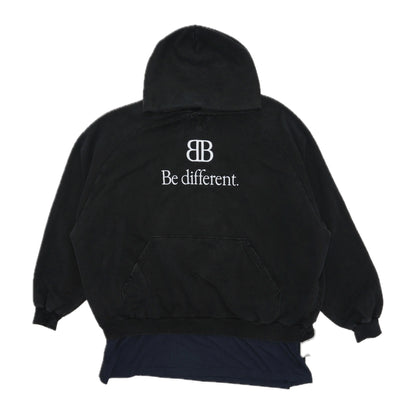 Balenciaga Apple Be Different Layered Oversized Hoodie Black