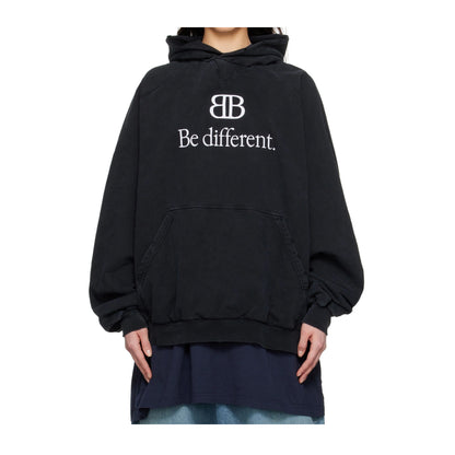 Balenciaga Apple Be Different Layered Oversized Hoodie Black