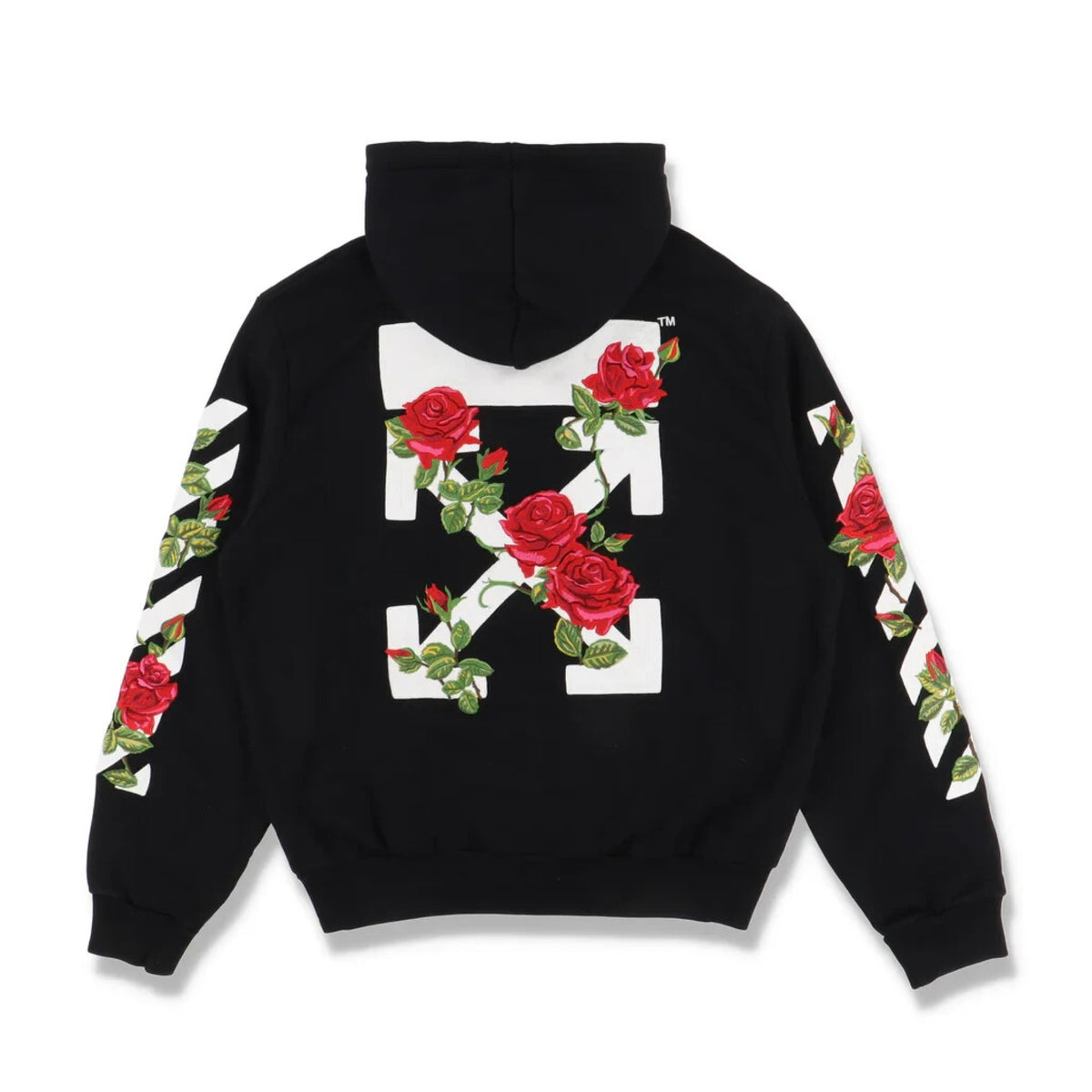 Off-White-Kapuzenpullover mit aufgestickten Gesichtspfeilen