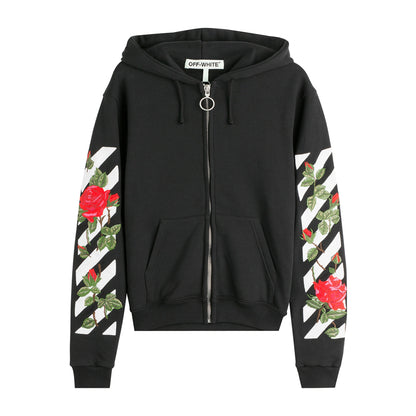 Off-White-Kapuzenpullover mit aufgestickten Gesichtspfeilen