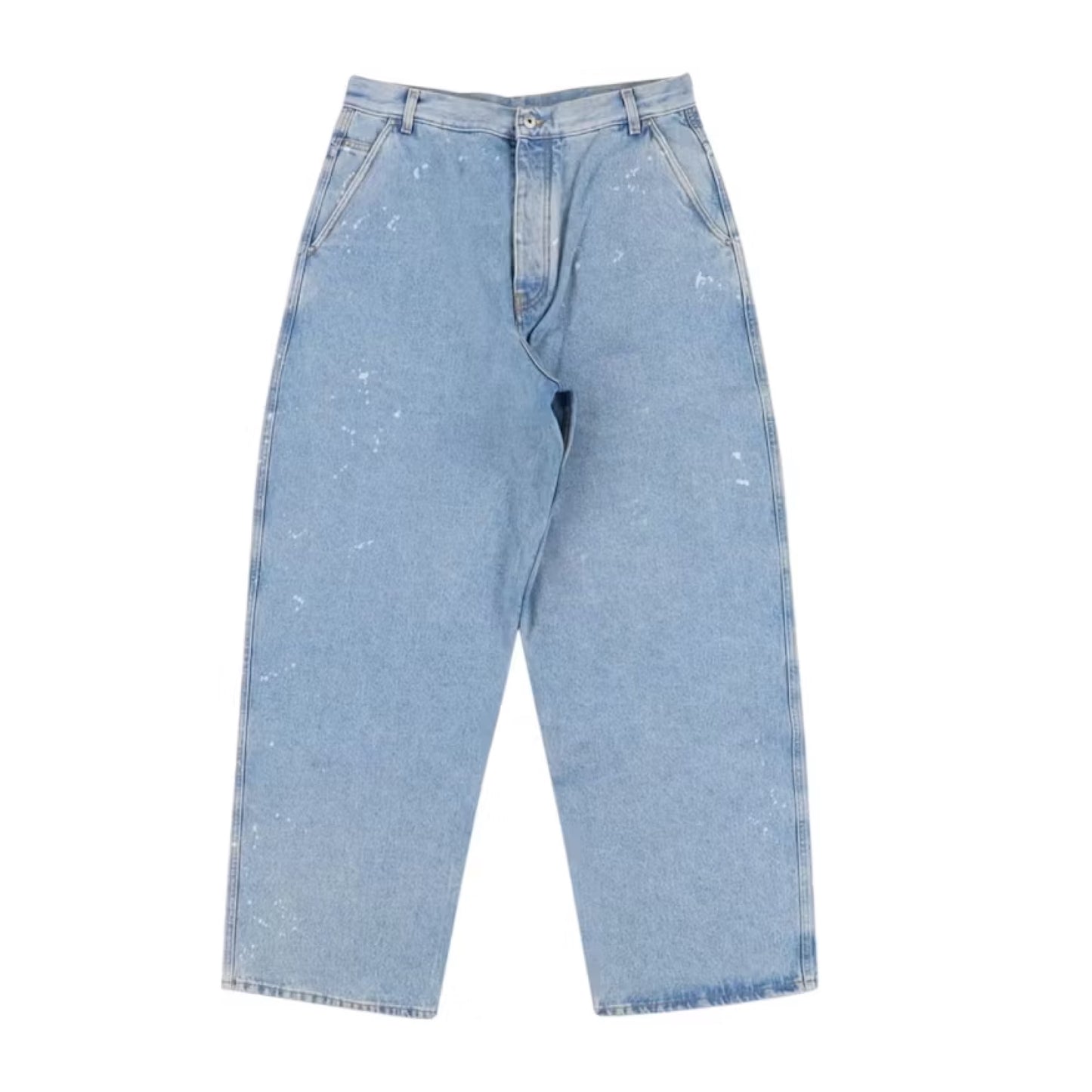 OFF-WHITE Paint Wide Leg Tapered Jeans Medium Blue