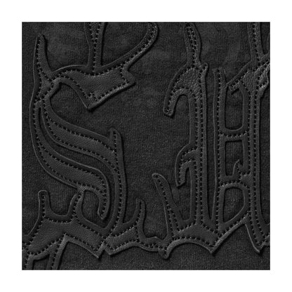 Supreme Leather Appliqué Zip Up Hooded Sweatshirt Black