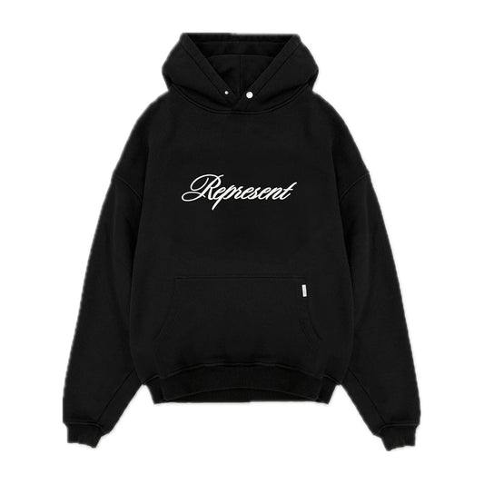 Represent Script Hoodie Black