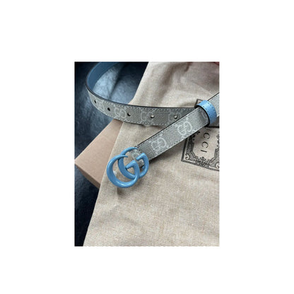 Gucci GG Marmont Wide Belt Light Blue/Beige
