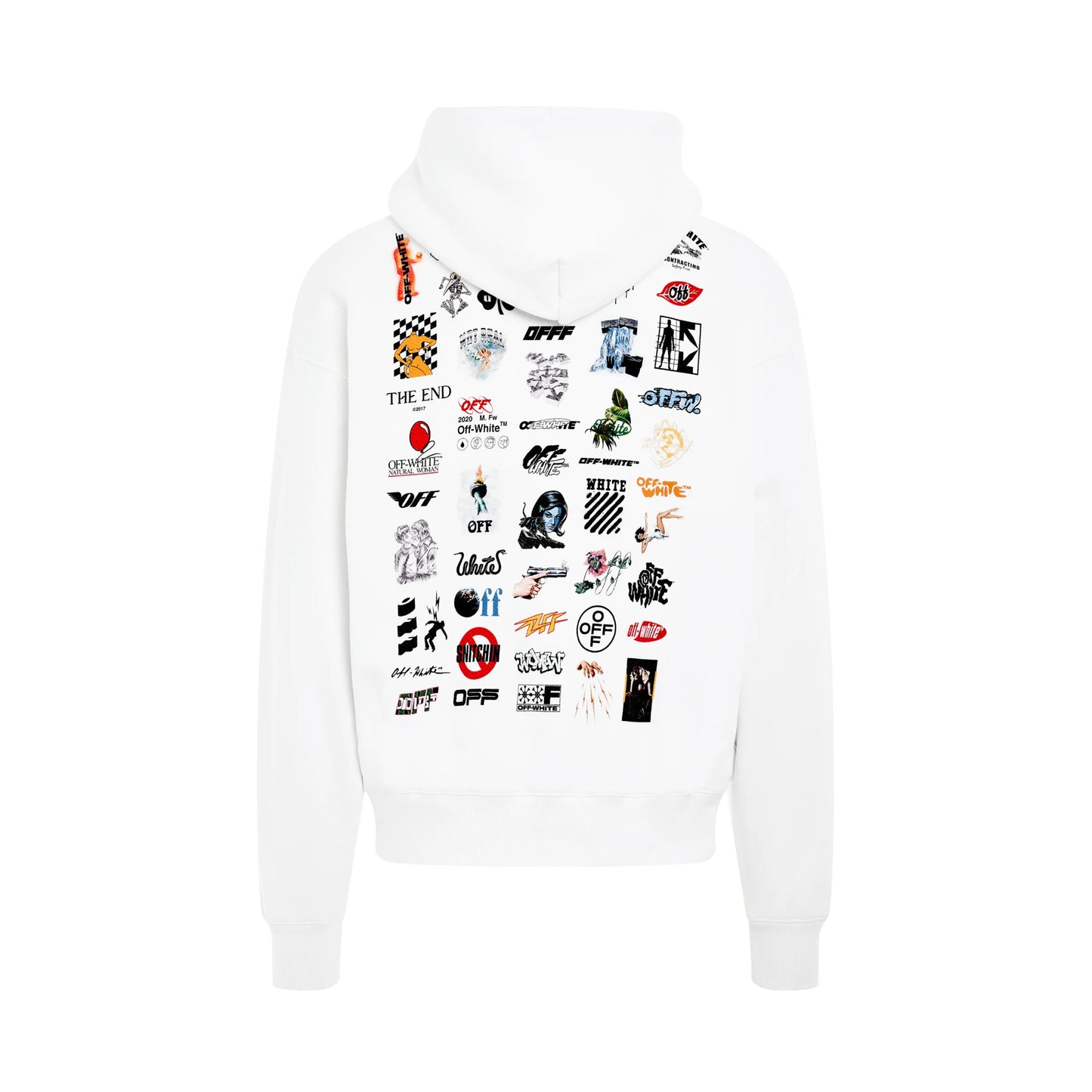 Off-White-Kapuzenpullover mit aufgestickten Gesichtspfeilen