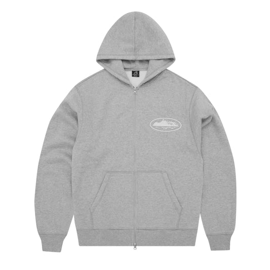 Corteiz Island Zip Hoodie Heather Grey