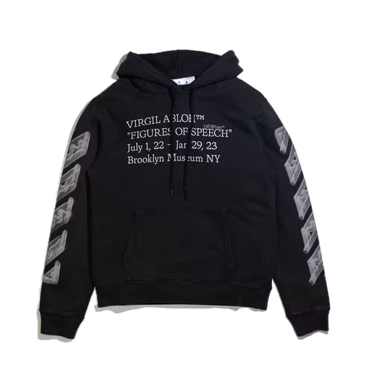 Off-White-Kapuzenpullover mit aufgestickten Gesichtspfeilen