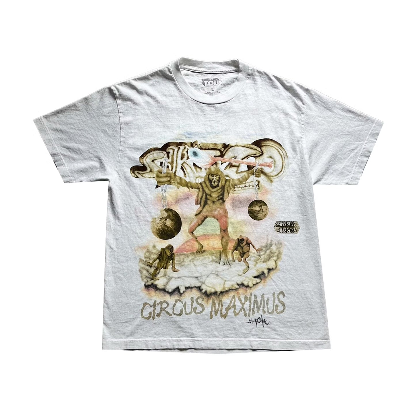 Travis Scott Utopia US Tour Skitzo Circus Maximus Tee White