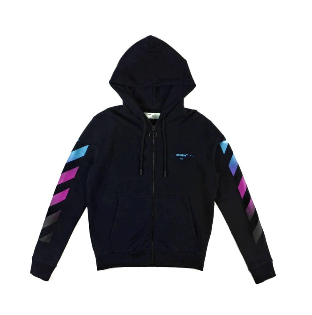 Off-White Diagonal Gradient Zip Hoodie Black Off-White