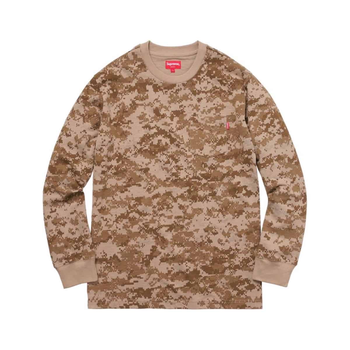 Supreme L/S Pocket Tee Tan Digi Camo Supreme