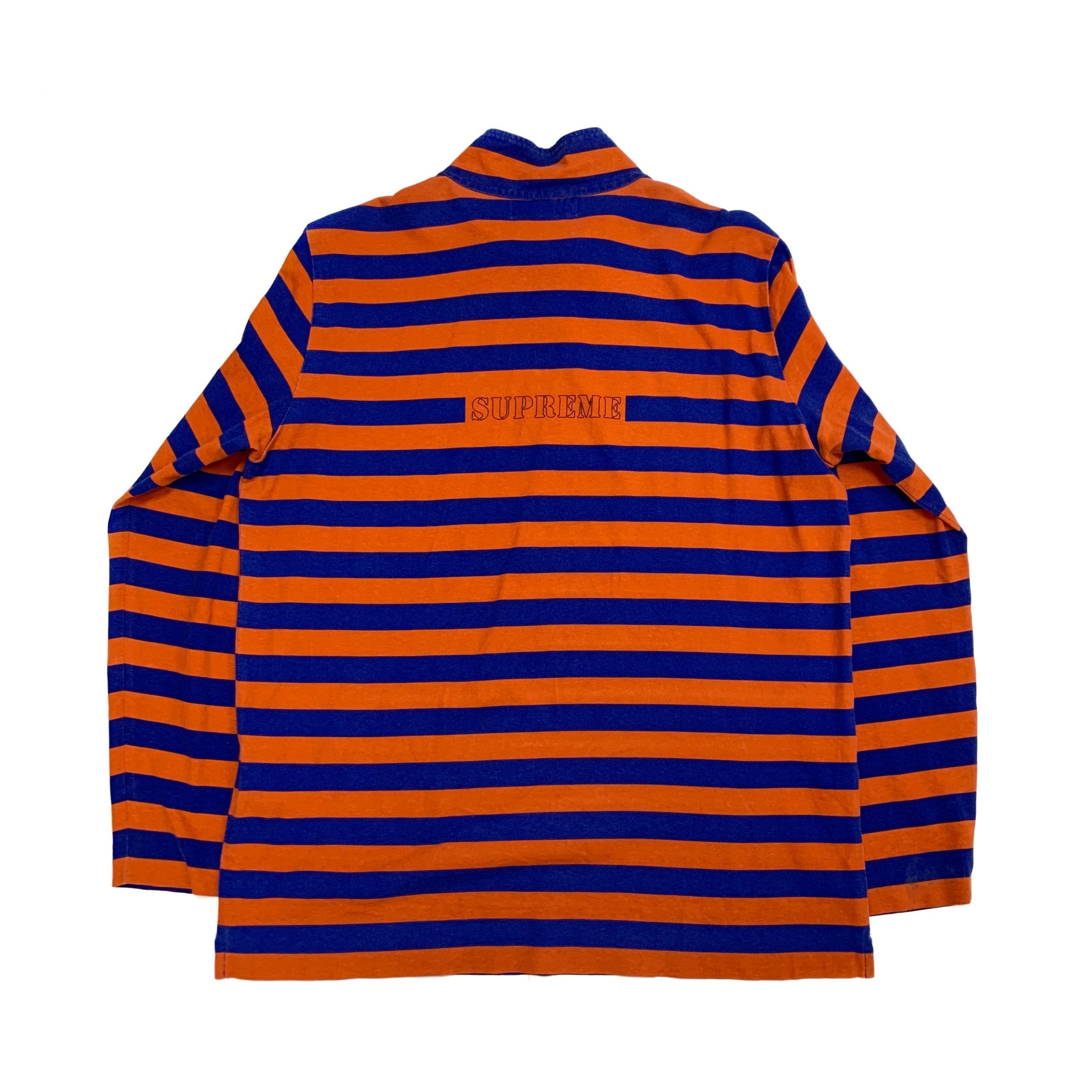 Supreme x Stone Island Quarter Zip Longsleeve Tee Orange/Blue 