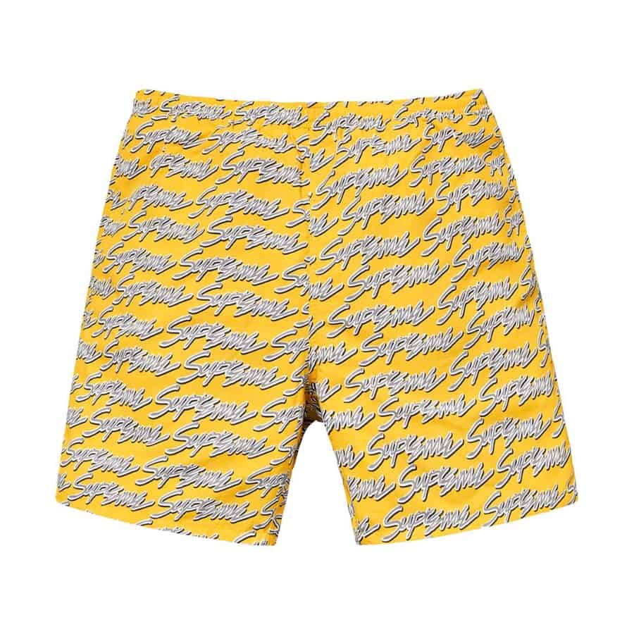 Supreme Signature Script Logo Water Short Yellow Supreme